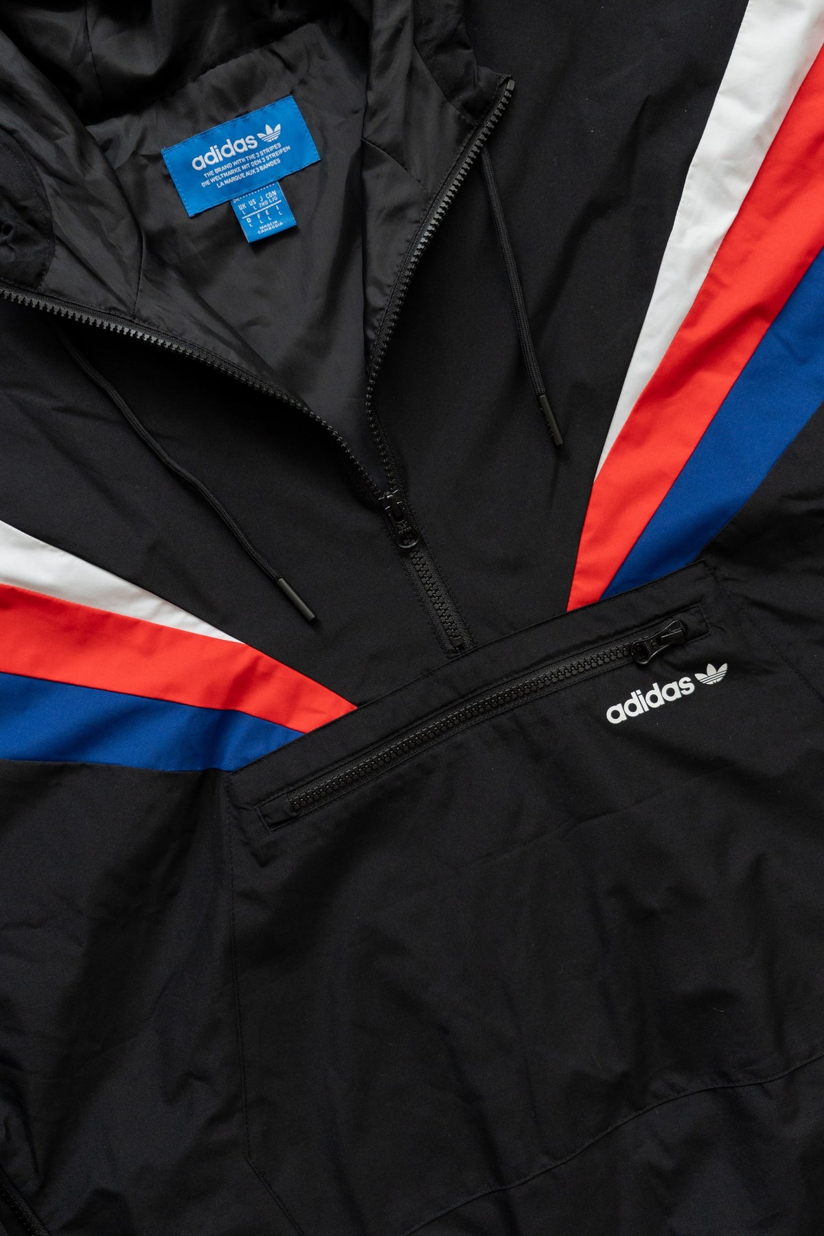 Anorak Adidas Originals Tricolor negro con rojo, blanco y azul